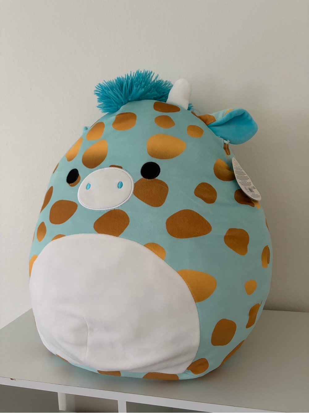 Zelia Squishmallows Blue and Gold Giraffe Plush Pillow